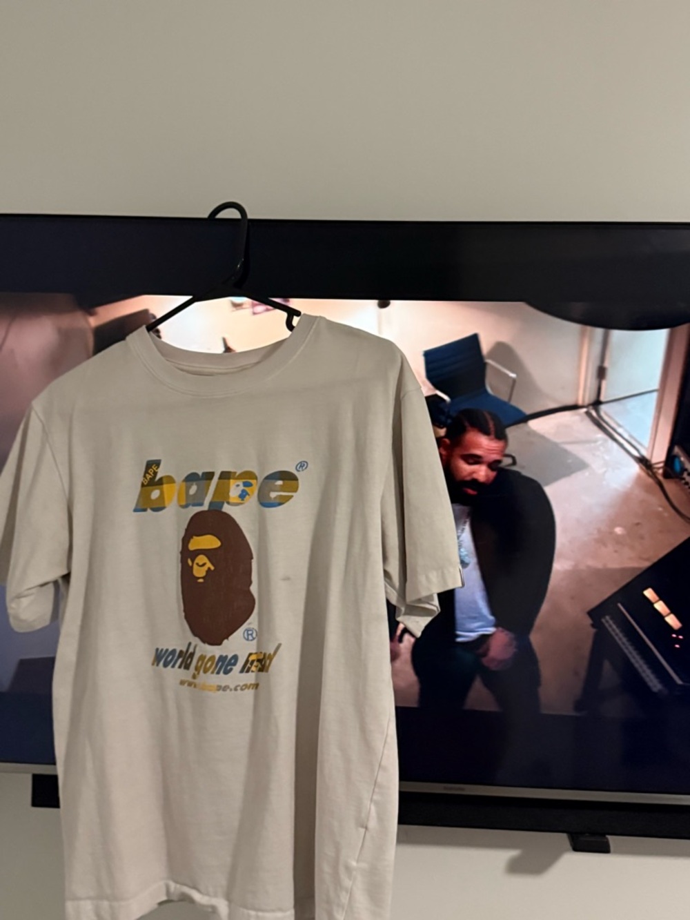Bape Tan and Brown Ape Head Logo Short Sleeve Tee